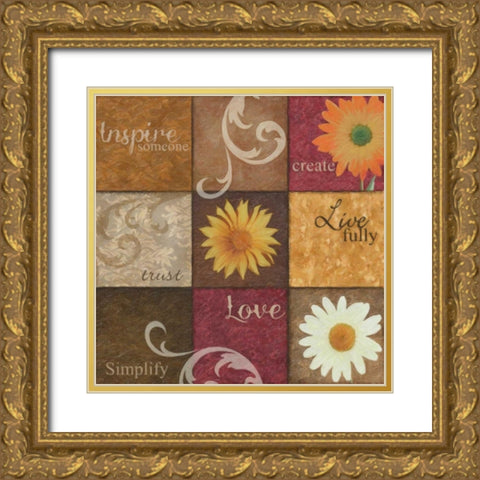Spice 9 Patch Gold Ornate Wood Framed Art Print with Double Matting by Greene, Taylor