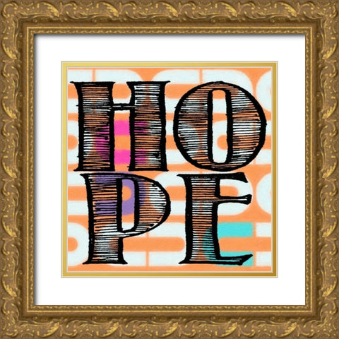 HOPE Gold Ornate Wood Framed Art Print with Double Matting by Greene, Taylor