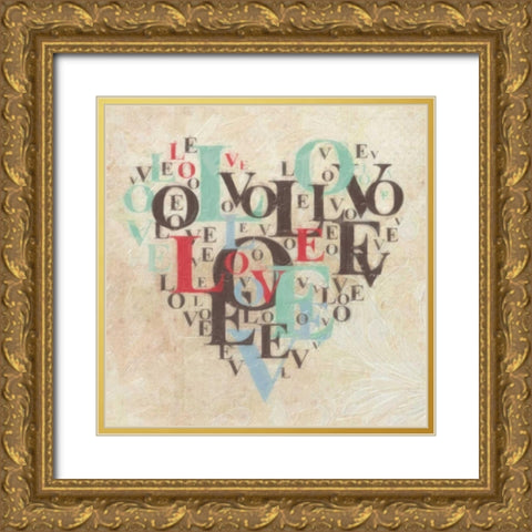 HEART LOVE III Gold Ornate Wood Framed Art Print with Double Matting by Greene, Taylor