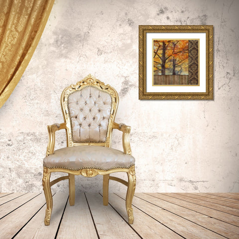 AMBER DAMASK TREE II Gold Ornate Wood Framed Art Print with Double Matting by Greene, Taylor