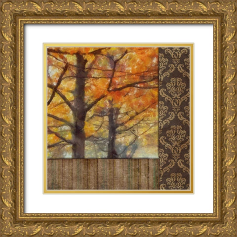 AMBER DAMASK TREE II Gold Ornate Wood Framed Art Print with Double Matting by Greene, Taylor