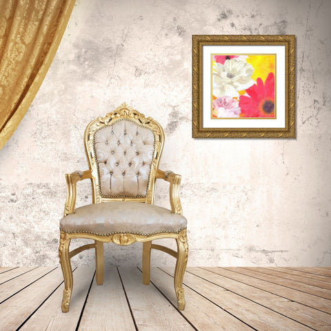 COLORFUL BLOOMS Gold Ornate Wood Framed Art Print with Double Matting by Greene, Taylor