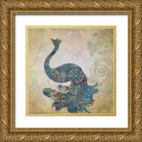 ELEGANT PEACOCK Gold Ornate Wood Framed Art Print with Double Matting by Greene, Taylor