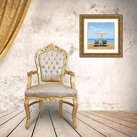 PEACE LOVE AND SANDY FEET Gold Ornate Wood Framed Art Print with Double Matting by Greene, Taylor