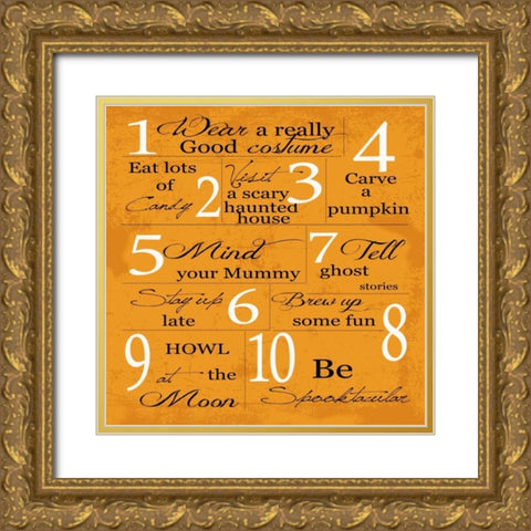OCTOBER HALLOWEEN Gold Ornate Wood Framed Art Print with Double Matting by Greene, Taylor