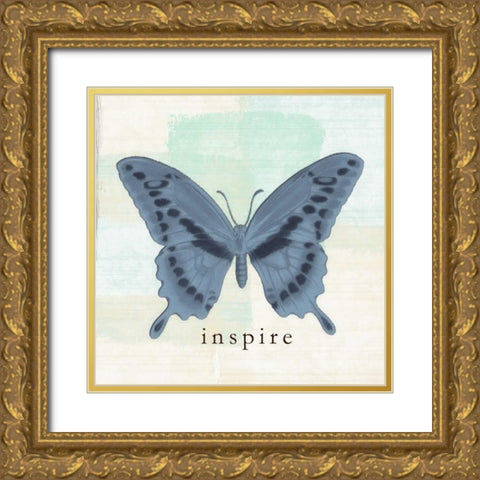 Butterfly Inspire Gold Ornate Wood Framed Art Print with Double Matting by Greene, Taylor