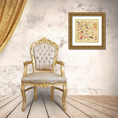 Abstract Quilt I Gold Ornate Wood Framed Art Print with Double Matting by Greene, Taylor