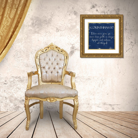 Corinthians Blue Gold Ornate Wood Framed Art Print with Double Matting by Greene, Taylor