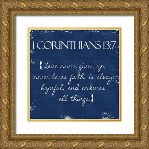 Corinthians Blue Gold Ornate Wood Framed Art Print with Double Matting by Greene, Taylor