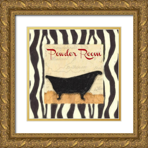 Zebra Bath II Gold Ornate Wood Framed Art Print with Double Matting by Greene, Taylor