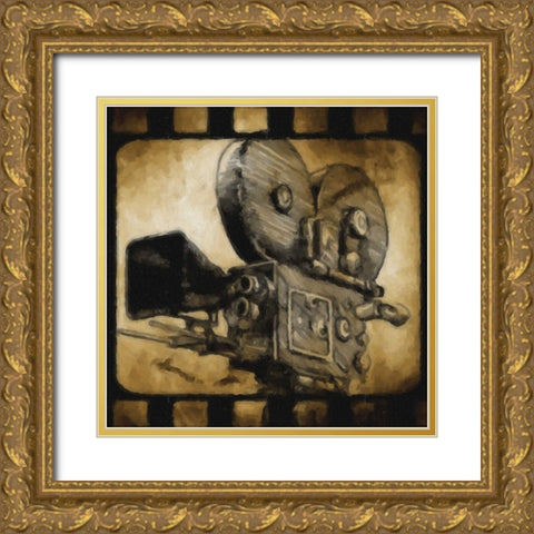 Movie Camera Gold Ornate Wood Framed Art Print with Double Matting by Greene, Taylor