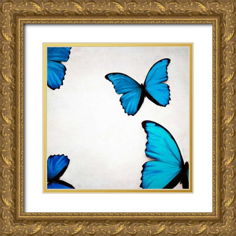 Blue Morphos Gold Ornate Wood Framed Art Print with Double Matting by Telik, Tracey