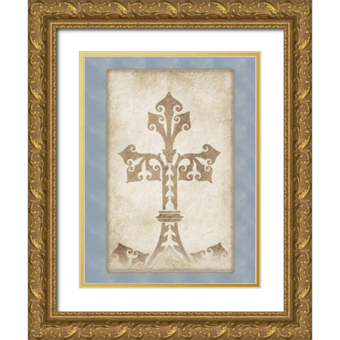 Cross Gold Ornate Wood Framed Art Print with Double Matting by Pazan, Tony