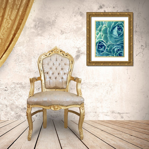 Succulent with Dew 2 Gold Ornate Wood Framed Art Print with Double Matting by Urban Epiphany