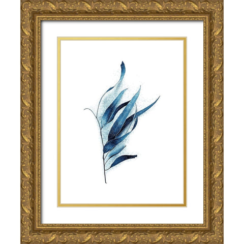 Gum Leaves Baltic Sea Gold Ornate Wood Framed Art Print with Double Matting by Urban Epiphany