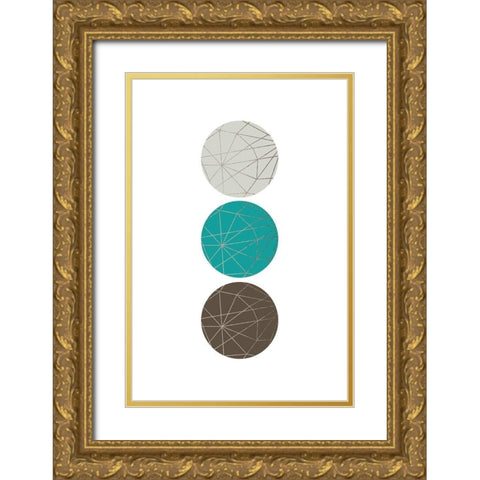 Beige Mint Geometric 1 Gold Ornate Wood Framed Art Print with Double Matting by Urban Epiphany