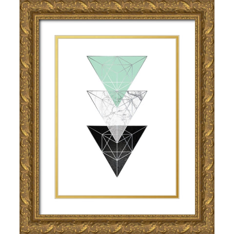 Mint Geometric 3 Gold Ornate Wood Framed Art Print with Double Matting by Urban Epiphany