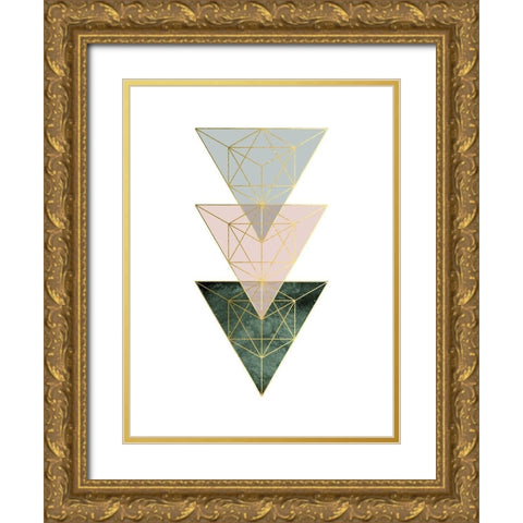 Pink Green Geo 2 Gold Ornate Wood Framed Art Print with Double Matting by Urban Epiphany