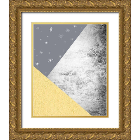 Yellow Grey Mountains 3 Gold Ornate Wood Framed Art Print with Double Matting by Urban Epiphany
