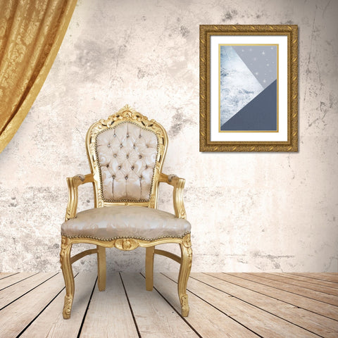 Navy Mountains 1 Gold Ornate Wood Framed Art Print with Double Matting by Urban Epiphany