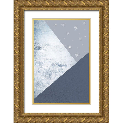 Navy Mountains 1 Gold Ornate Wood Framed Art Print with Double Matting by Urban Epiphany