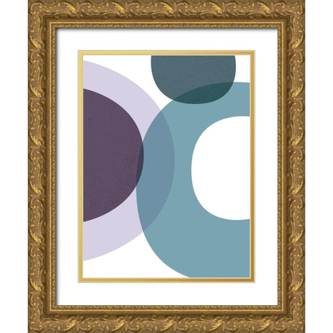 MidCentury Teal Purple 1 Gold Ornate Wood Framed Art Print with Double Matting by Urban Epiphany