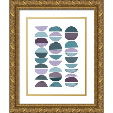 MidCentury Teal Purple 2 Gold Ornate Wood Framed Art Print with Double Matting by Urban Epiphany