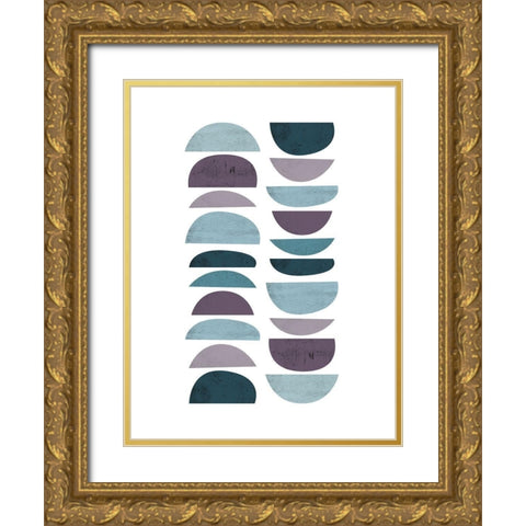MidCentury Teal Purple 4 Gold Ornate Wood Framed Art Print with Double Matting by Urban Epiphany