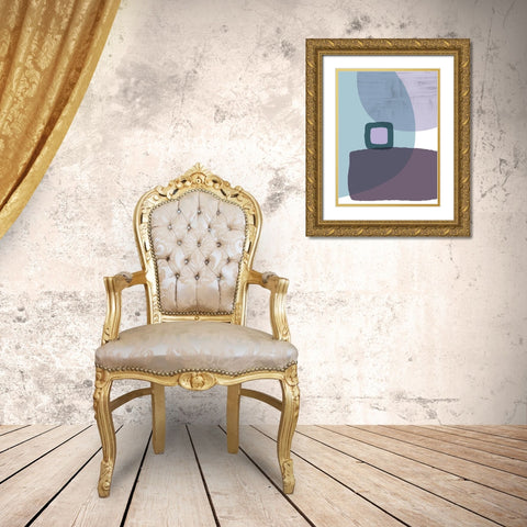 MidCentury Teal Purple 5 Gold Ornate Wood Framed Art Print with Double Matting by Urban Epiphany