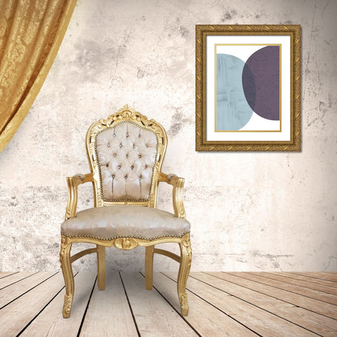 MidCentury Teal Purple 6 Gold Ornate Wood Framed Art Print with Double Matting by Urban Epiphany