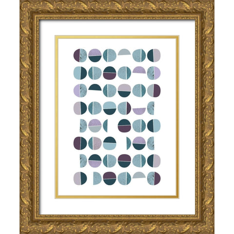 MidCentury Teal Purple 7 Gold Ornate Wood Framed Art Print with Double Matting by Urban Epiphany