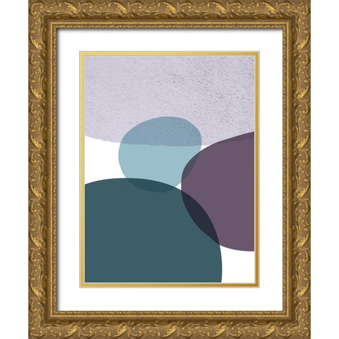 MidCentury Teal Purple 9 Gold Ornate Wood Framed Art Print with Double Matting by Urban Epiphany