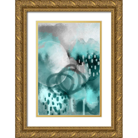 Dream of Childhood Teal Gold Ornate Wood Framed Art Print with Double Matting by Urban Epiphany