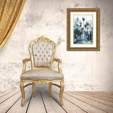 Enlightened Minds Blue Gold Ornate Wood Framed Art Print with Double Matting by Urban Epiphany