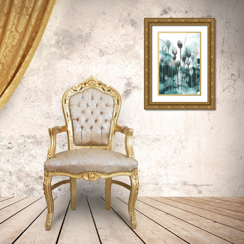 Enlightened Minds Teal Gold Ornate Wood Framed Art Print with Double Matting by Urban Epiphany