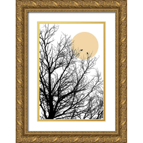 Two Little Birds 2 Gold Ornate Wood Framed Art Print with Double Matting by Urban Epiphany