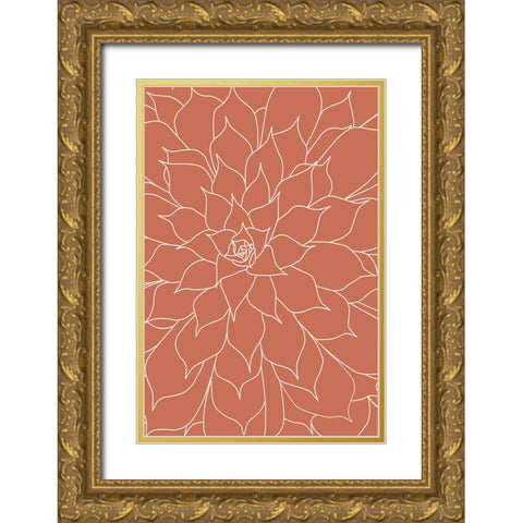 Succulent Burnt Orange Gold Ornate Wood Framed Art Print with Double Matting by Urban Epiphany