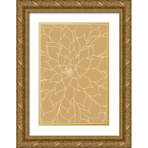 Succulent Mustard Gold Ornate Wood Framed Art Print with Double Matting by Urban Epiphany