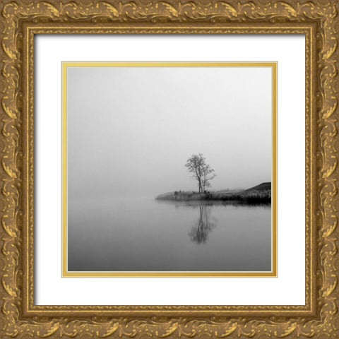 Winter Mist Square Gold Ornate Wood Framed Art Print with Double Matting by Urban Epiphany