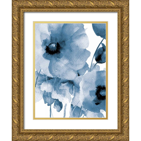 Raining Flowers Gold Ornate Wood Framed Art Print with Double Matting by Brown, Victoria