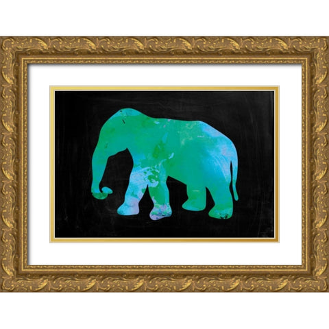 The Turquoise Elephant Gold Ornate Wood Framed Art Print with Double Matting by Brown,Victoria