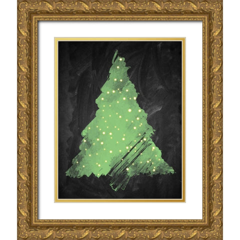 Chalkboard Tree 2 Gold Ornate Wood Framed Art Print with Double Matting by Brown,Victoria