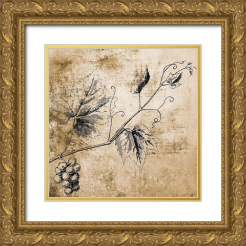 Grape Vine Gold Ornate Wood Framed Art Print with Double Matting by Brown, Victoria