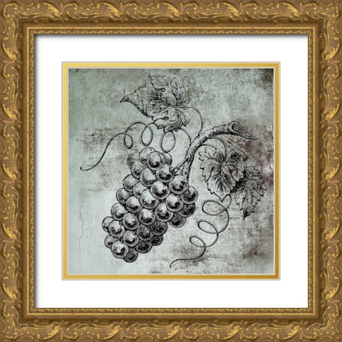 Vine Grapes Gold Ornate Wood Framed Art Print with Double Matting by Brown, Victoria