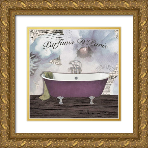 Watercolor Bath Gold Ornate Wood Framed Art Print with Double Matting by Brown, Victoria