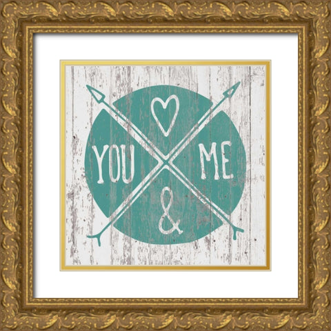 You And Me Gold Ornate Wood Framed Art Print with Double Matting by Brown,Victoria