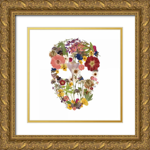 Flowerskull 3 Gold Ornate Wood Framed Art Print with Double Matting by Brown, Victoria