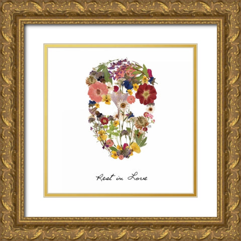 Flowerskull 2 Gold Ornate Wood Framed Art Print with Double Matting by Brown, Victoria