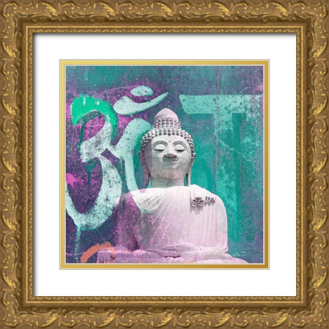 Om Big Buddah Gold Ornate Wood Framed Art Print with Double Matting by Brown, Victoria