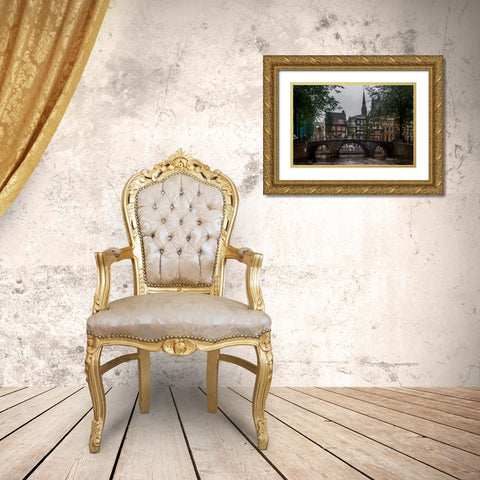 Amsterdam Bridge Gold Ornate Wood Framed Art Print with Double Matting by Kostka, Vladimir